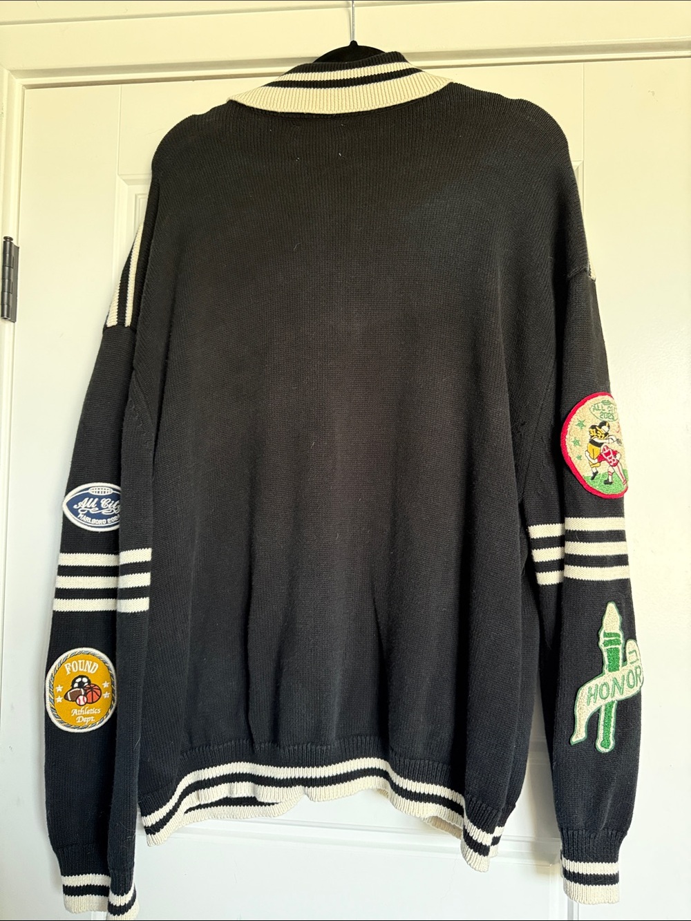 Found Varsity Cardigan with embroidery patches XL EUC - Picture 3 of 10